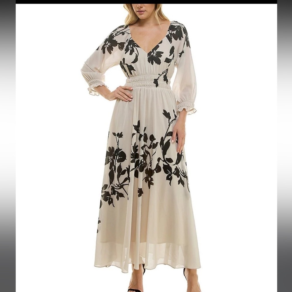 Taylor Floral Print Chiffon Long Sleeve Dress NWT size 10 Spring Dress